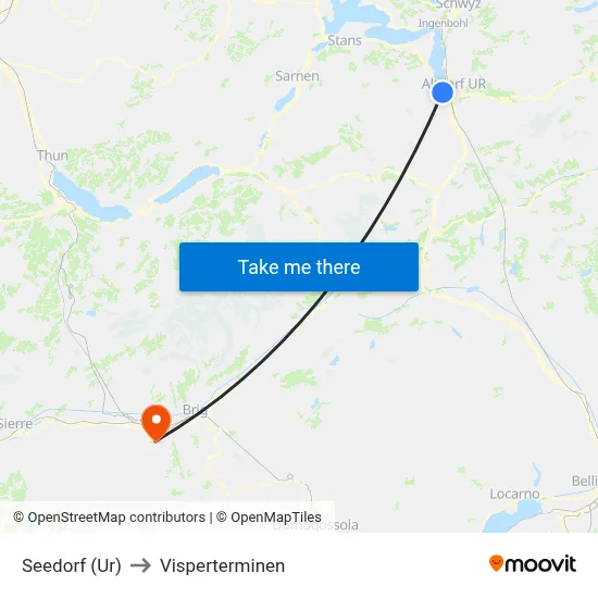 Seedorf (Ur) to Visperterminen map