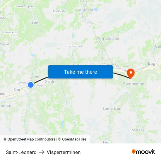 Saint-Léonard to Visperterminen map