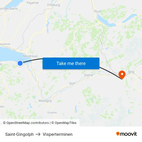 Saint-Gingolph to Visperterminen map