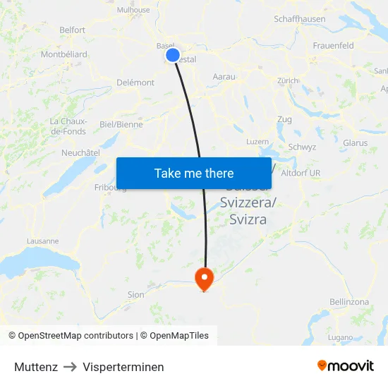 Muttenz to Visperterminen map
