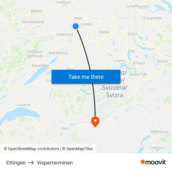 Ettingen to Visperterminen map