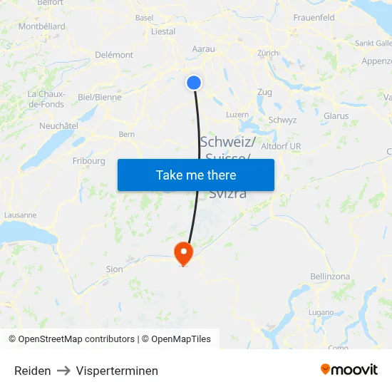 Reiden to Visperterminen map
