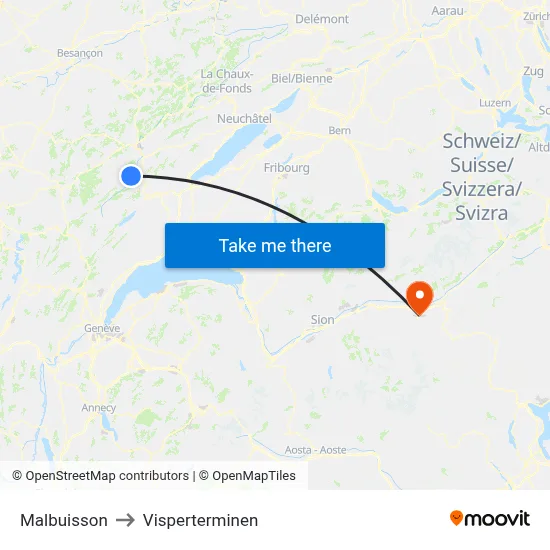 Malbuisson to Visperterminen map