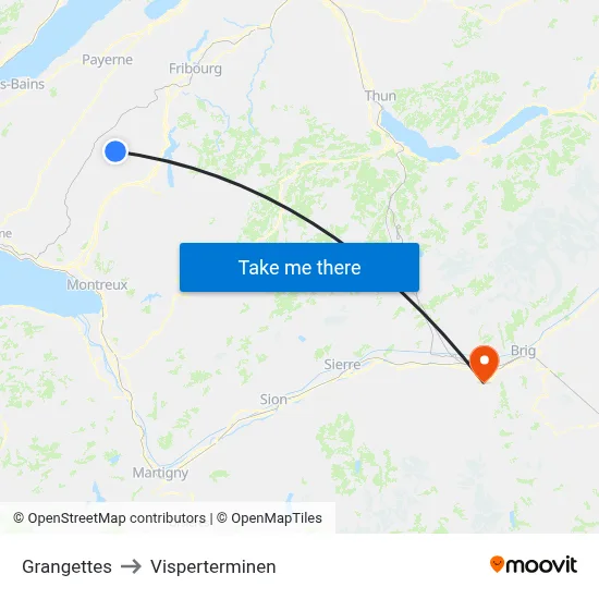 Grangettes to Visperterminen map