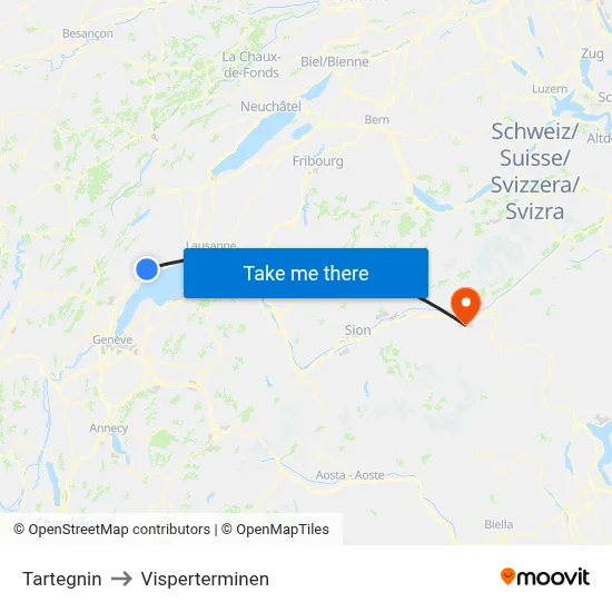 Tartegnin to Visperterminen map