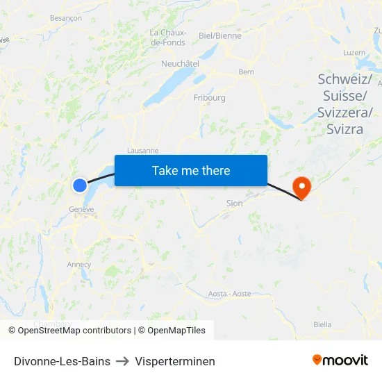 Divonne-Les-Bains to Visperterminen map