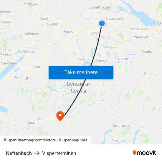Neftenbach to Visperterminen map