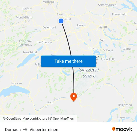 Dornach to Visperterminen map