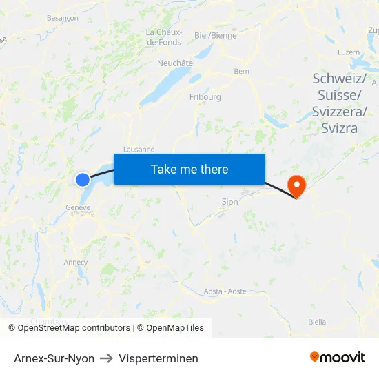 Arnex-Sur-Nyon to Visperterminen map