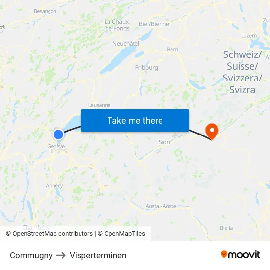 Commugny to Visperterminen map