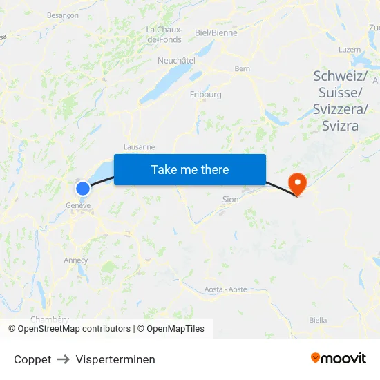 Coppet to Visperterminen map