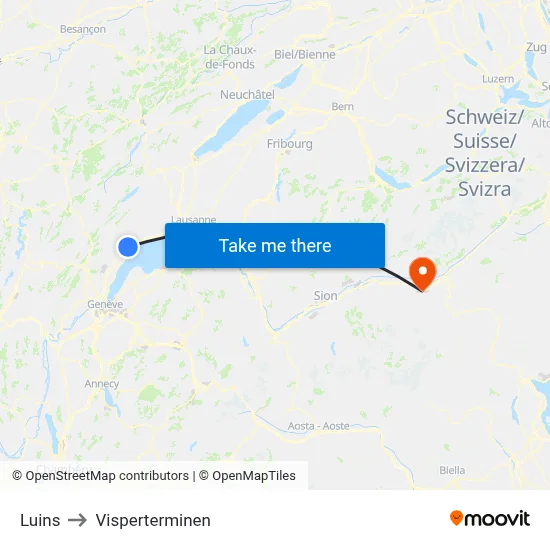Luins to Visperterminen map