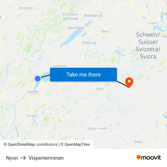 Nyon to Visperterminen map