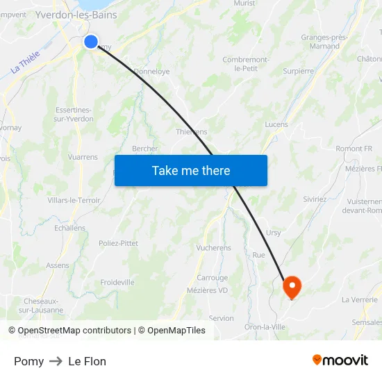 Pomy to Le Flon map