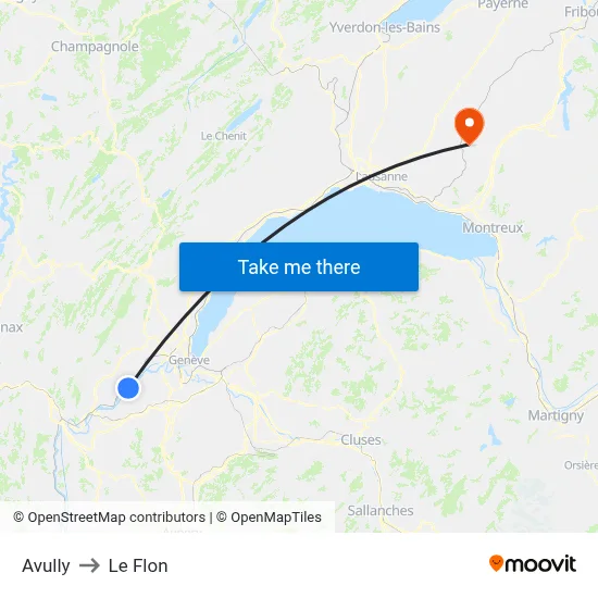 Avully to Le Flon map