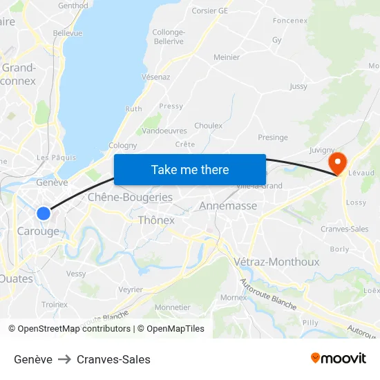 Genève to Cranves-Sales map