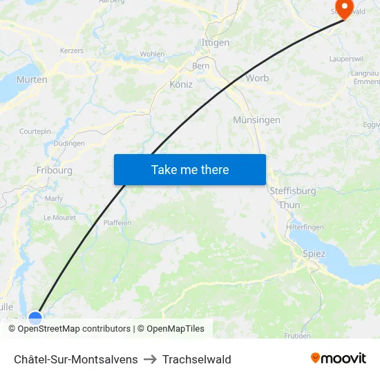 Châtel-Sur-Montsalvens to Trachselwald map