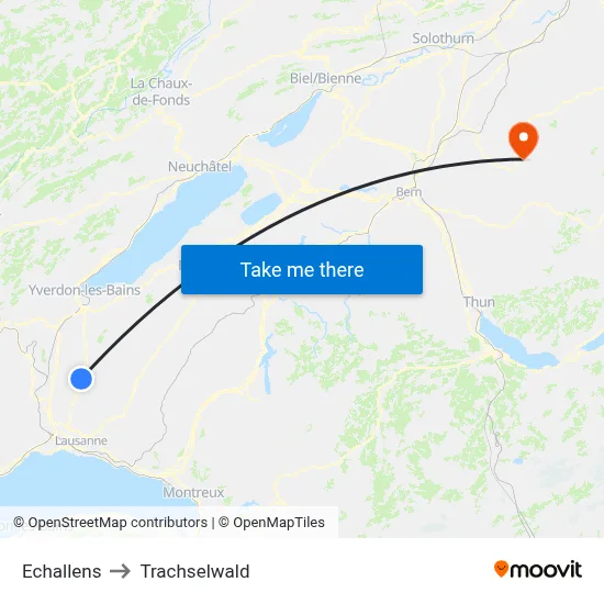 Echallens to Trachselwald map