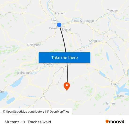 Muttenz to Trachselwald map