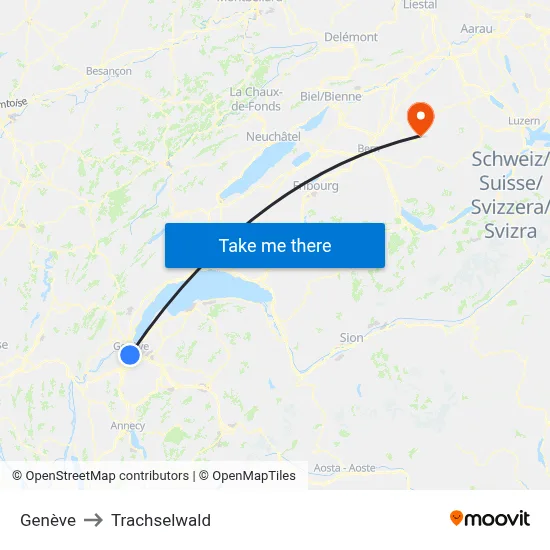 Genève to Trachselwald map