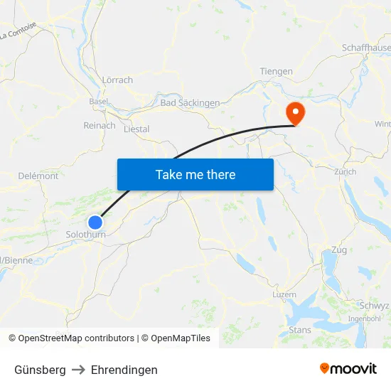 Günsberg to Ehrendingen map