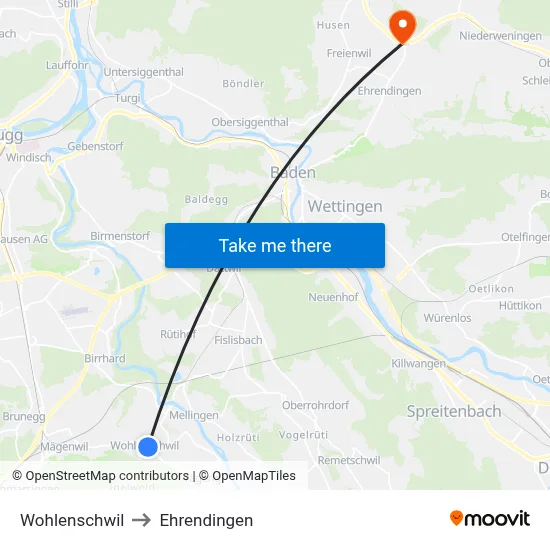 Wohlenschwil to Ehrendingen map