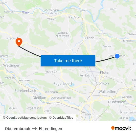 Oberembrach to Ehrendingen map