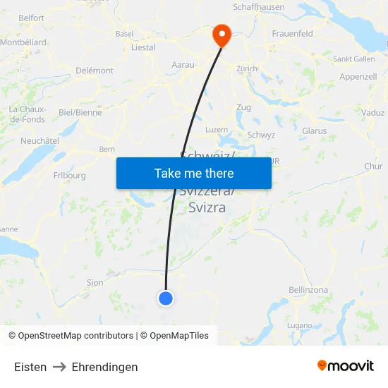 Eisten to Ehrendingen map