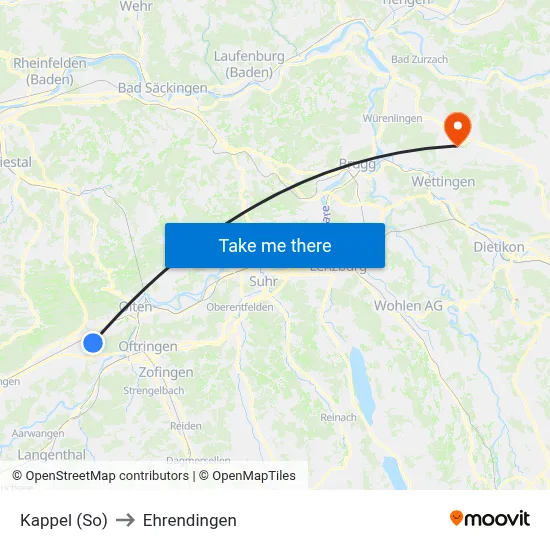 Kappel (So) to Ehrendingen map