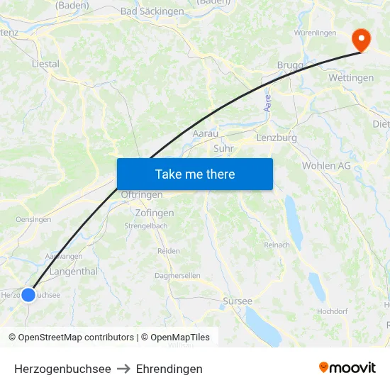 Herzogenbuchsee to Ehrendingen map