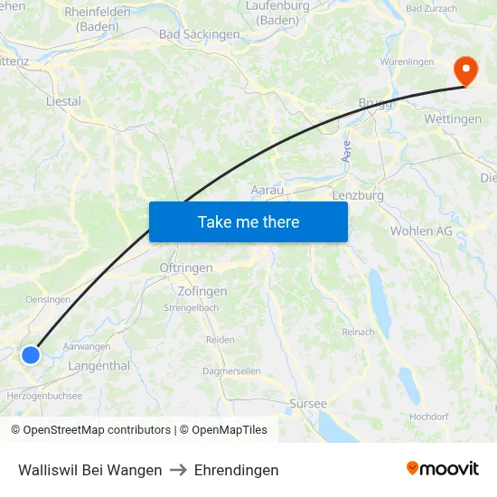 Walliswil Bei Wangen to Ehrendingen map