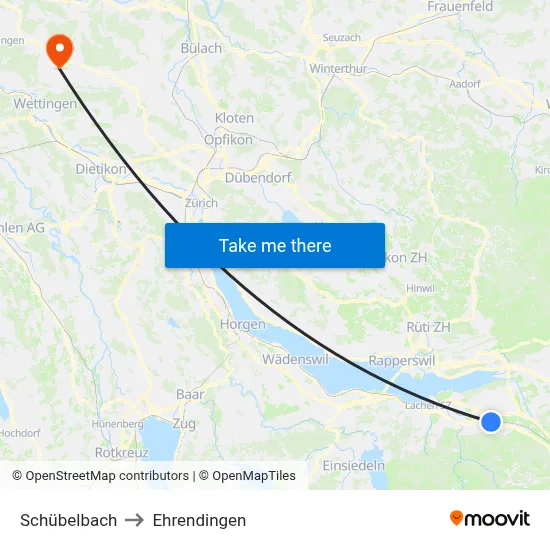 Schübelbach to Ehrendingen map