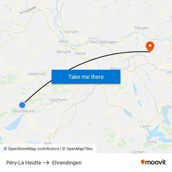 Péry-La Heutte to Ehrendingen map
