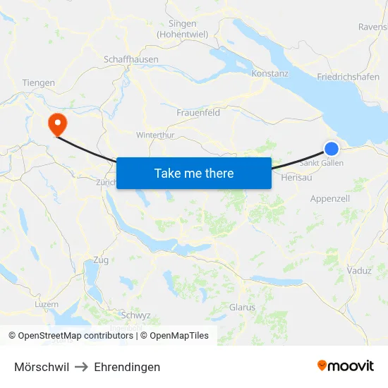 Mörschwil to Ehrendingen map