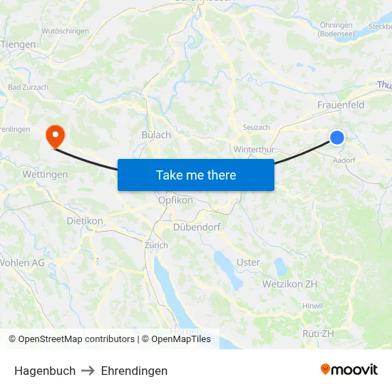 Hagenbuch to Ehrendingen map