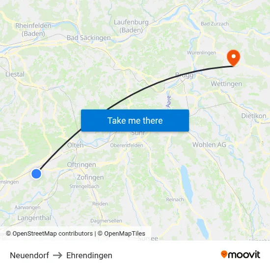 Neuendorf to Ehrendingen map