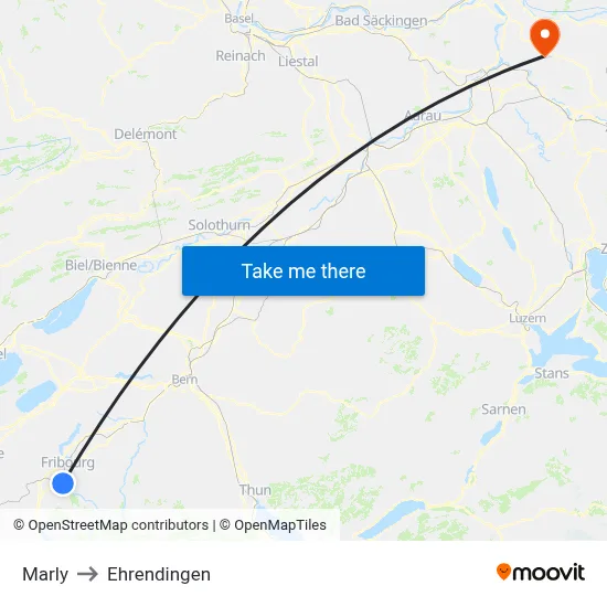 Marly to Ehrendingen map
