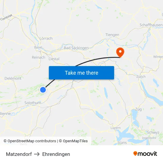 Matzendorf to Ehrendingen map