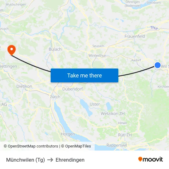Münchwilen (Tg) to Ehrendingen map