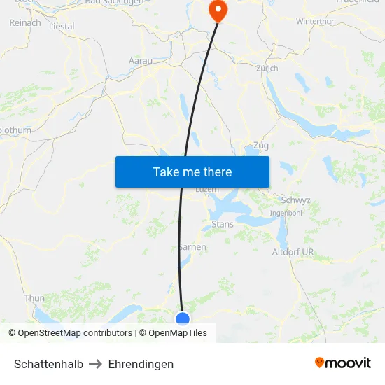 Schattenhalb to Ehrendingen map