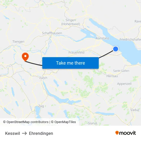 Kesswil to Ehrendingen map