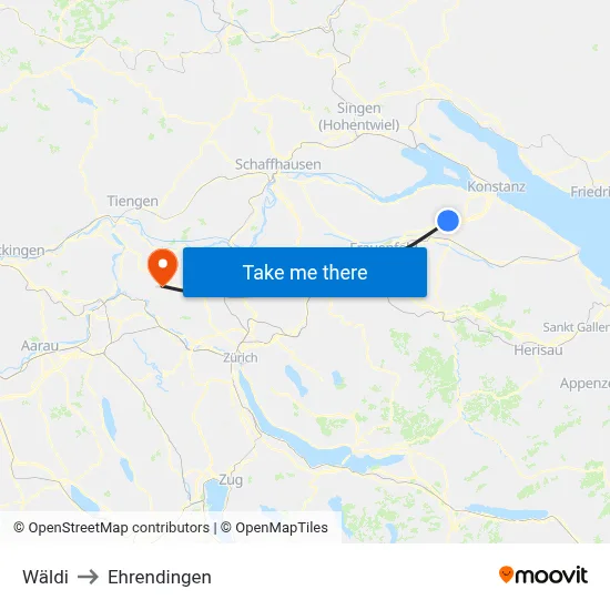 Wäldi to Ehrendingen map