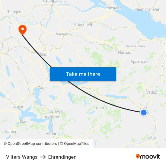 Vilters-Wangs to Ehrendingen map