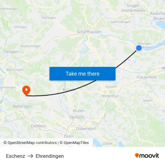 Eschenz to Ehrendingen map
