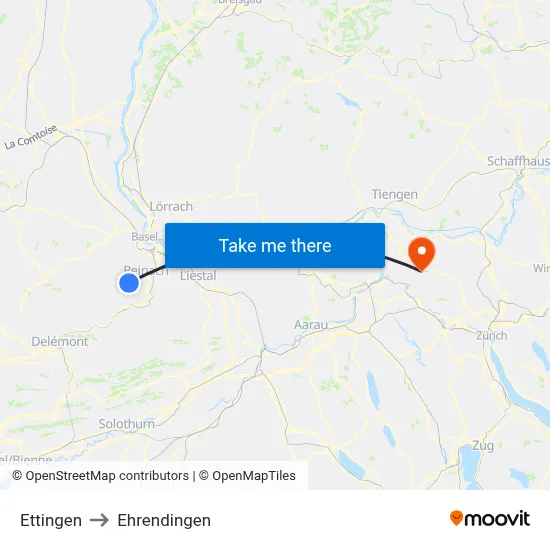 Ettingen to Ehrendingen map