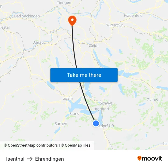 Isenthal to Ehrendingen map
