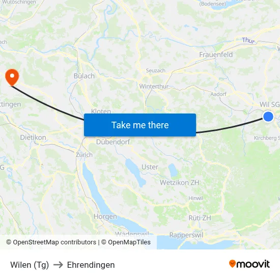 Wilen (Tg) to Ehrendingen map