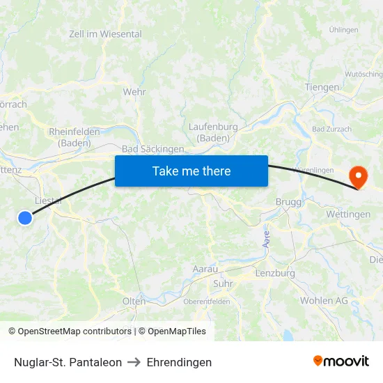 Nuglar-St. Pantaleon to Ehrendingen map