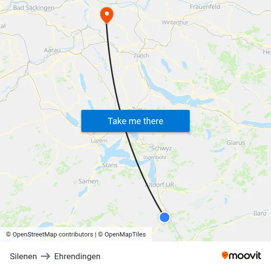 Silenen to Ehrendingen map