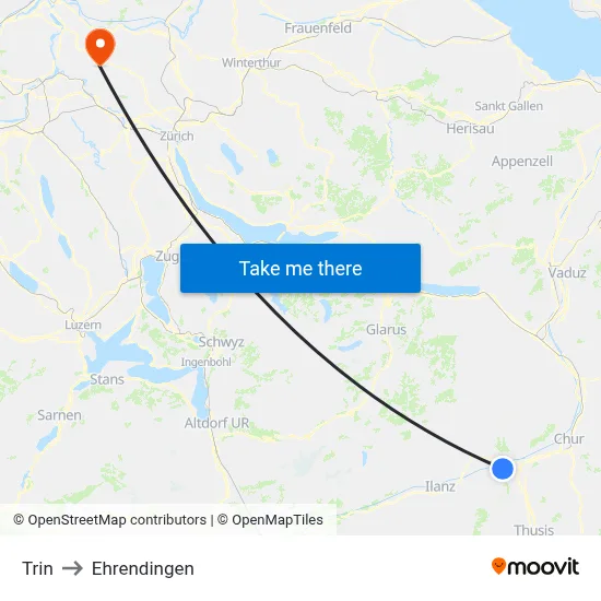 Trin to Ehrendingen map